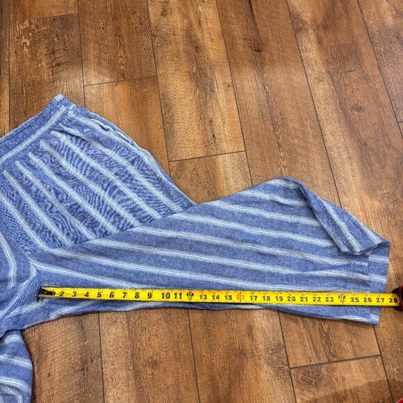 Old Navy Womens 2X High Rise Linen Blend Wide Leg Pants Blue Stripe Boho Casual - Picture 8 of 9